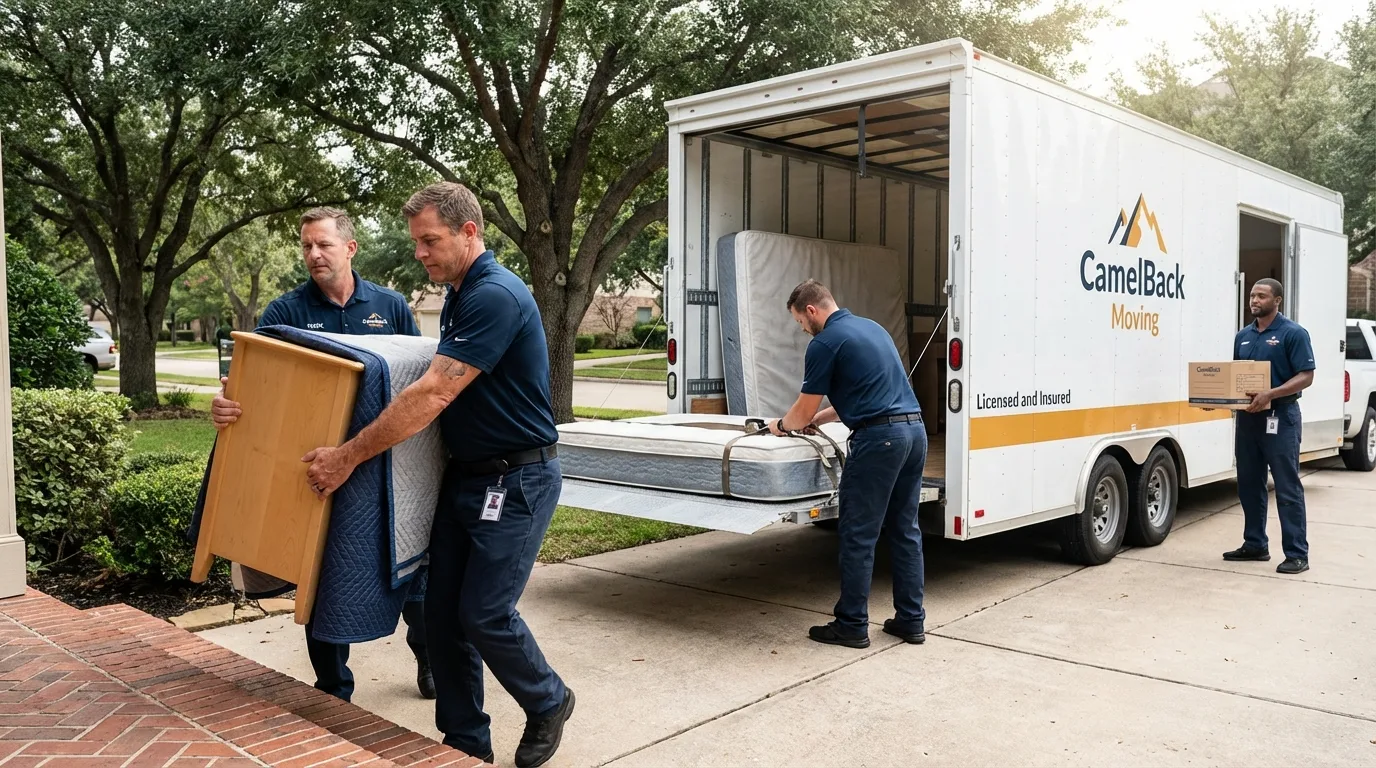 Crew loading residential truck for cross-state move from Ellwood City, PA