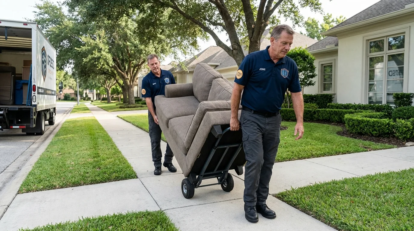Local residential moving crew loading furniture in Ellwood City, PA